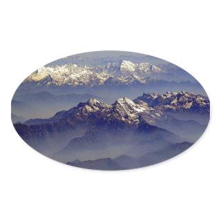 Himalayas Landscape Oval Sticker