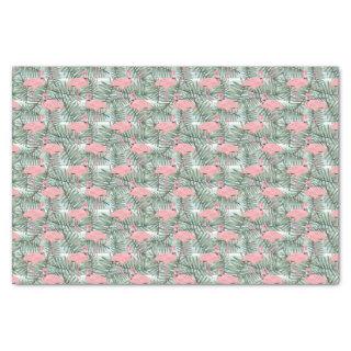Hip Pink Flamingoes Cute Palm Leafs Art Pattern Tissue Paper