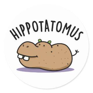 Hip-potato-mus Funny Hippo Pun  Classic Round Sticker