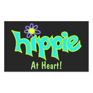 Hippie at Heart Turquoise Art on Black Custom Rectangular Sticker