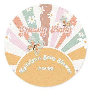 Hippie Groovy Daisies Retro 70s Sunshine Baby  Classic Round Sticker