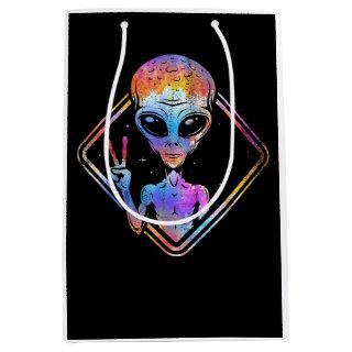 Hippie Peace Sign Outer Space Gift Alien Medium Gift Bag