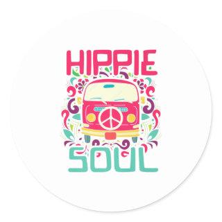 Hippie Soul Colorful Peace Van Premium Classic Round Sticker
