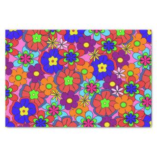Hippy Retro Flowers Tissue Paper