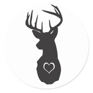 Hipster Deer with Hearts Classic Round Sticker