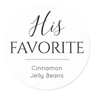 His Favorite Grooms Favorite Candy Wedding Favor Classic Round Sticker