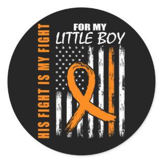 His Fight Is My Fight Little Boy Son Leukemia Awar Classic Round Sticker