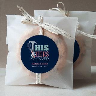 His & Hers Hammer Whisk Handy Couple Shower Classic Round Sticker