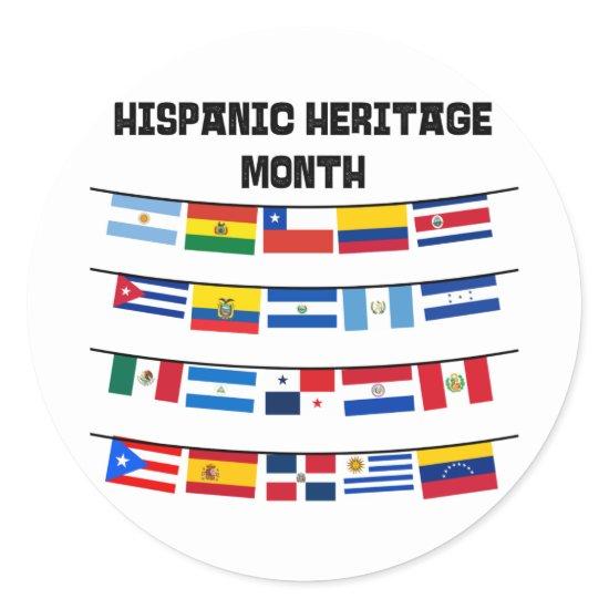 Hispanic Heritage Month Flags Classic Round Sticker