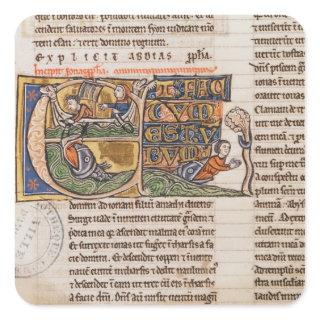 Historiated initial 'E' depicting Jonah Square Sticker