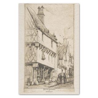 Historical French Half-Timbered House Vintage  Tissue Paper