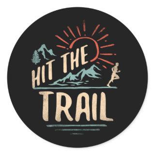 Hit the Trail Runner - Retro Style Vintage Running Classic Round Sticker