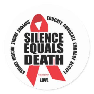 HIV/AIDS: Silence Equals Death Classic Round Sticker