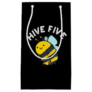 Hive Five Funny High Five Bee Pun Dark BG Small Gift Bag