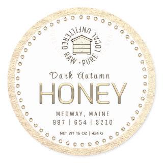 Hive Honey Gold 3D Text Raw Local Beehive  Classic Round Sticker