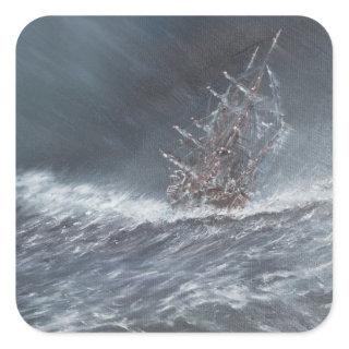 HMS Beagle in a storm off Cape Horn Square Sticker