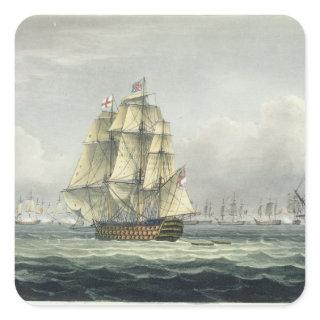 HMS Victory sailing for the French line flanked by Square Sticker