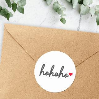 Ho Ho Ho | Christmas Heart Modern Minimalist Classic Round Sticker