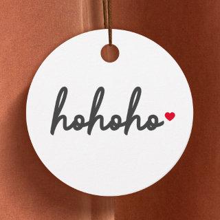 Ho Ho Ho | Christmas Heart Modern Minimalist Favor Tags