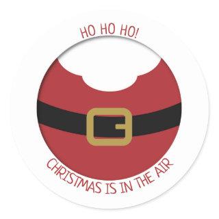HO HO HO! Red Santa's belly with belt and beard Classic Round Sticker