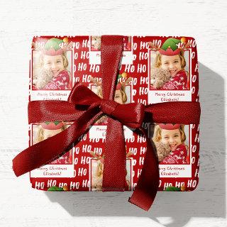 Ho Ho Ho Text Holiday Pattern w/ Photo Christmas