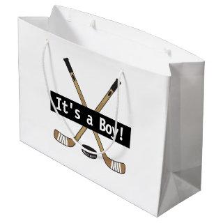 Hockey Baby It's a Boy Girl Hockey Sticks Large Gift Bag