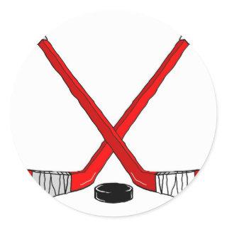 Hockey Sticks Classic Round Sticker
