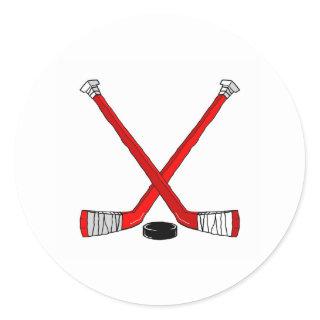 Hockey Sticks Classic Round Sticker