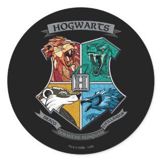 HOGWARTS™ Crosshatched Emblem Classic Round Sticker