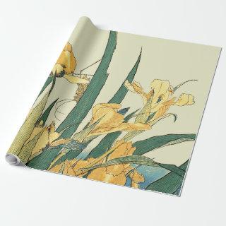 Hokusai grasshopper and iris Japan