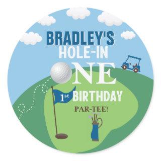 Hole In One Golf 1st Birthday Classic Round Sticker