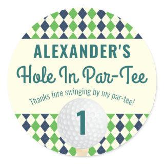 Hole in Par-Tee Any Age Golf Mastered Birthday Classic Round Sticker