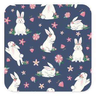 Holiday Bunnies Square Sticker