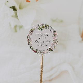 Holiday Chic Botanical | Champagne Thank You Favor Classic Round Sticker