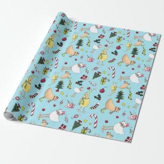 Holiday Chickens Gift Wrap