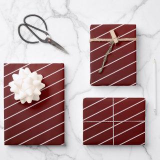 Holiday Christmas cranberry red deep white stripe  Sheets
