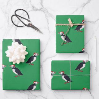 Holiday Christmas puffin bird vintage Wrapping Pap  Sheets