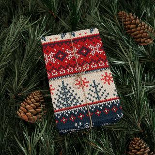 Holiday Faux Knit Christmas Red Navy Pattern