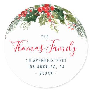 holiday floral return address sticker