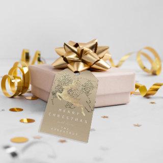 Holiday Gift Tag Gray Ivory Gold Reindeer