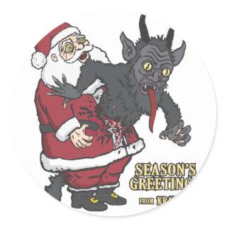 Holiday Greetings from Krampus (and Santa) Classic Round Sticker