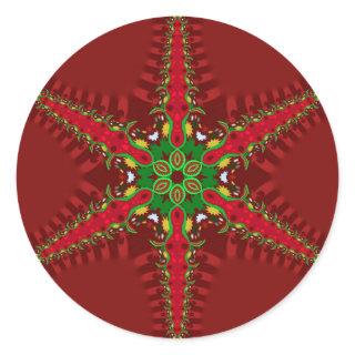 Holiday Greetings Red Star  Classic Round Sticker