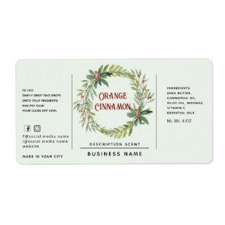 Holiday holly wreath simple  product label