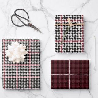 Holiday houndstooth classic black red coordinating  sheets