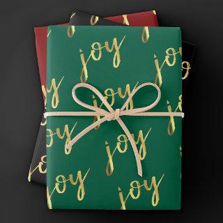 Holiday Joy Script | Faux Gold Foil in Multi Color  Sheets