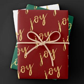 Holiday Joy Script | Faux Gold Foil in Multi Color  Sheets