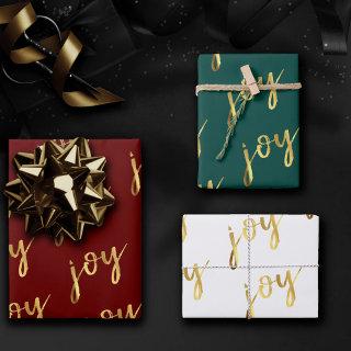 Holiday Joy Script | Faux Gold Foil in Multi Color  Sheets