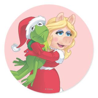 Holiday Kermit and Miss Piggy Classic Round Sticker