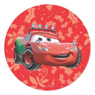 Holiday Lightning McQueen Classic Round Sticker