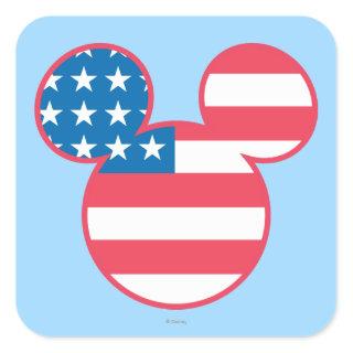 Holiday Mickey | Mouse Head Flag Icon Square Sticker